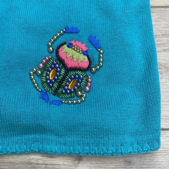 Vintage Michael Simon Scarab Beetle Sweater Unique Insect Beaded‎ Twee - Picture 8 of 14
